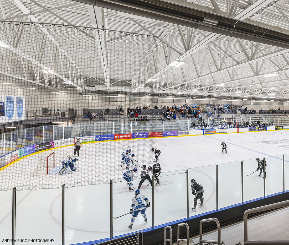 A hockey game at the Bloomington Ice Garden Ice Rink
