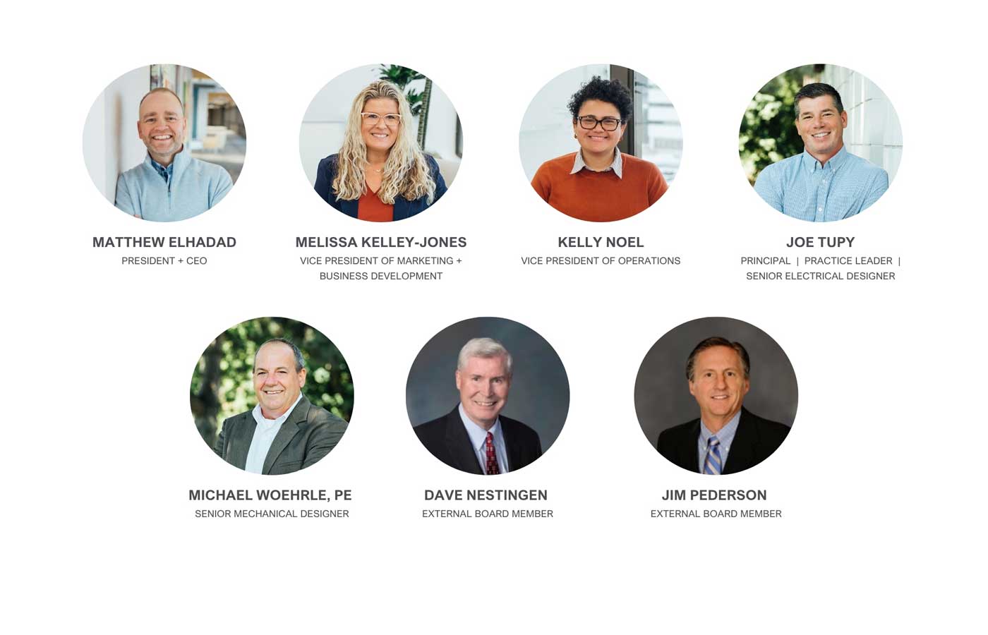 Portraits of Nelson-Rudie's 2026 board of directors, including internal and external board members.
